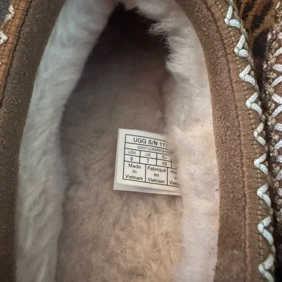 UGG Tan and Black Animal Print Slippers - Picture 4 of 5